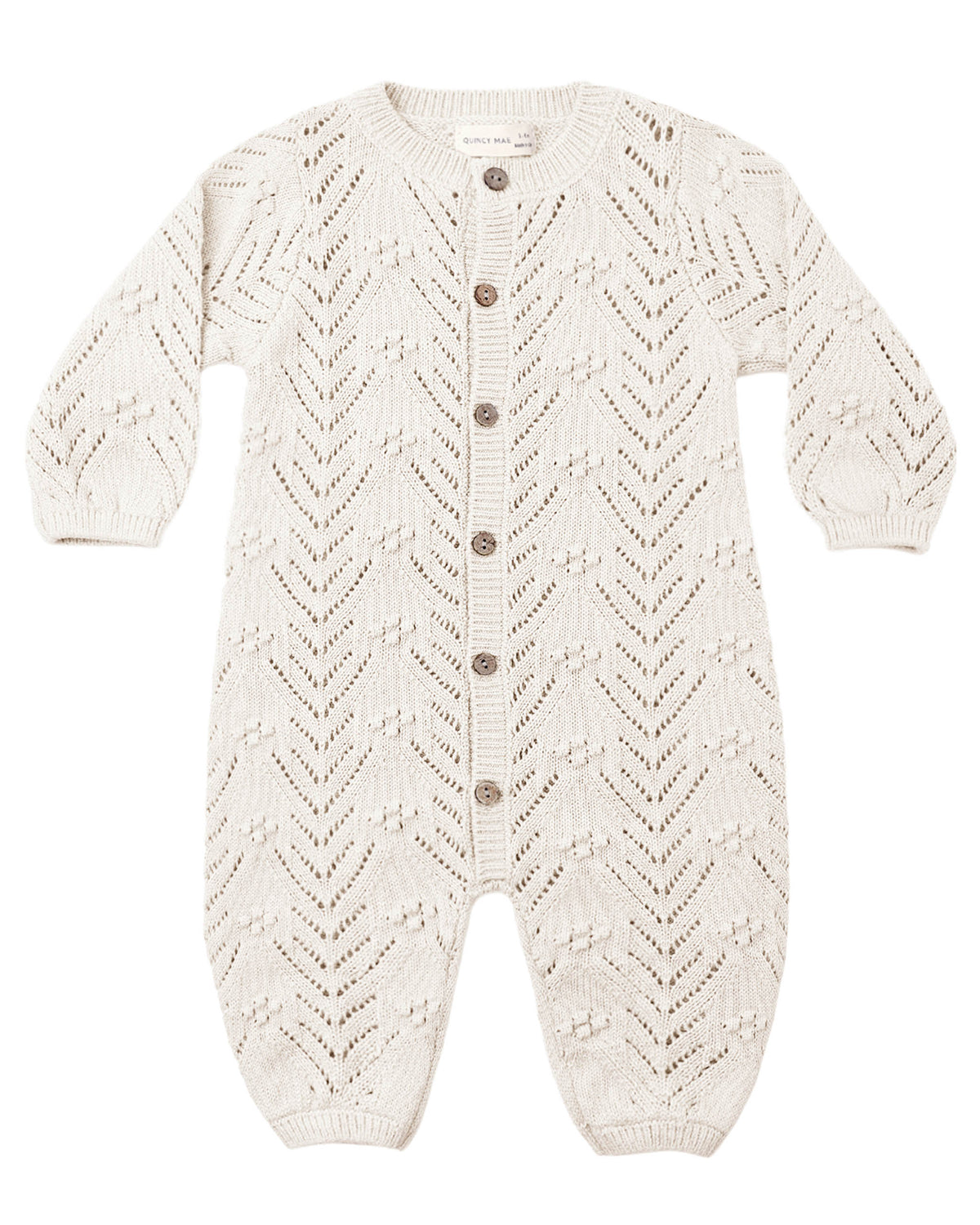 Long Sleeve Bubble Romper- Heathered Oatmeal