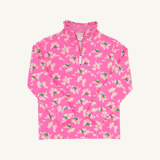 Canter Collar Half Zip- Bows of Holly/Winter Park Pink