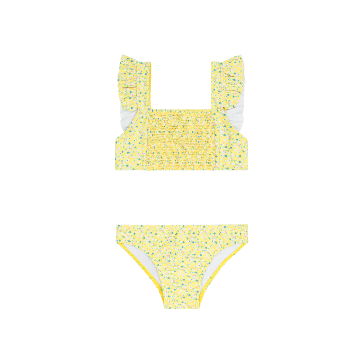 Petite Fleur Smocked Ruffle Strap Bikini