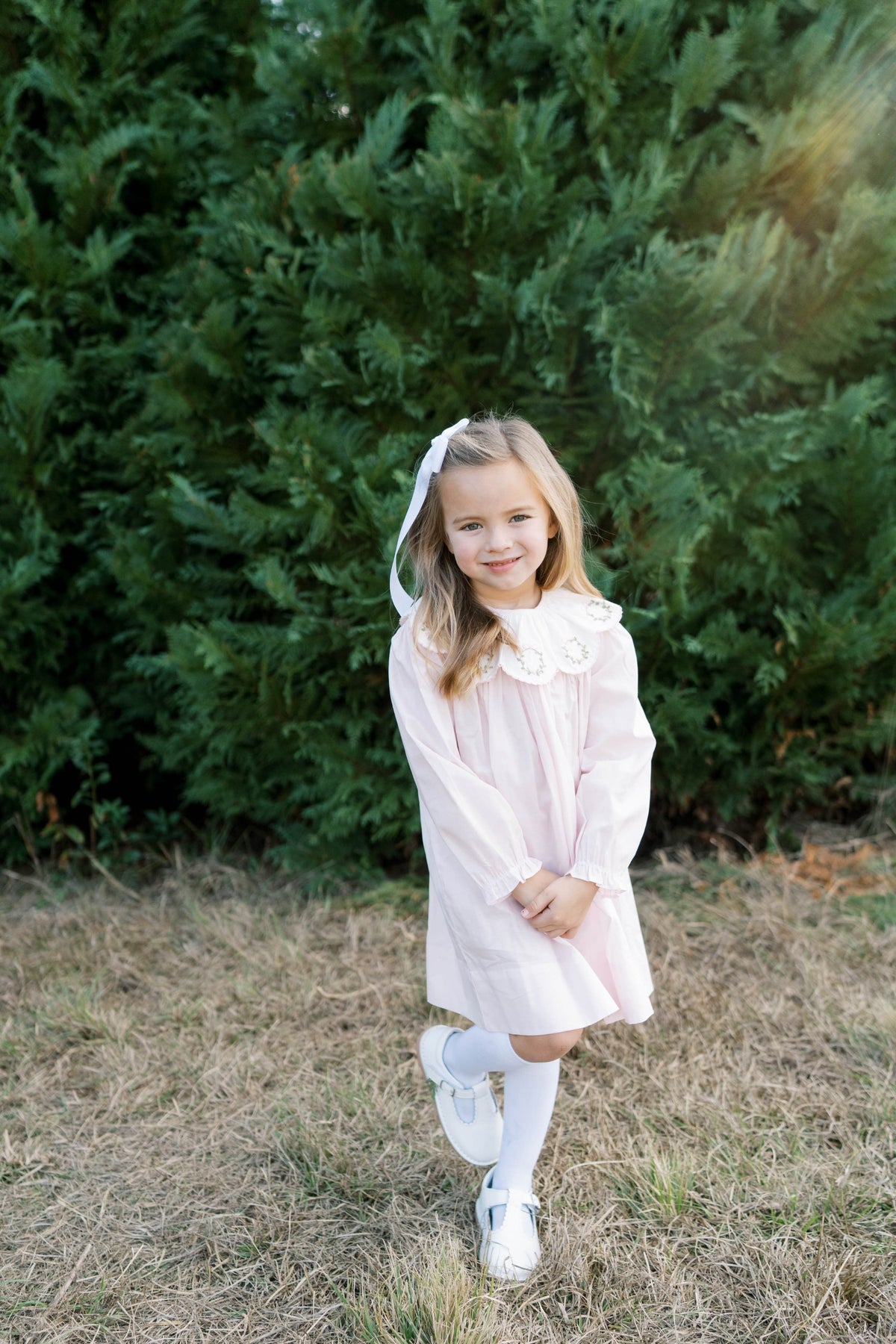 Chloe Dress- Blessings Pink Batiste, Wreaths