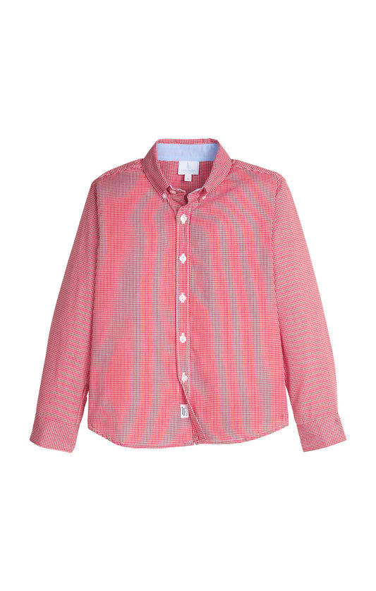 Button Down Shirt- Red Mini Gingham