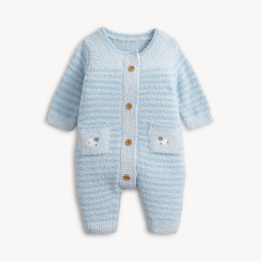 Chenille Blue Sweater Romper
