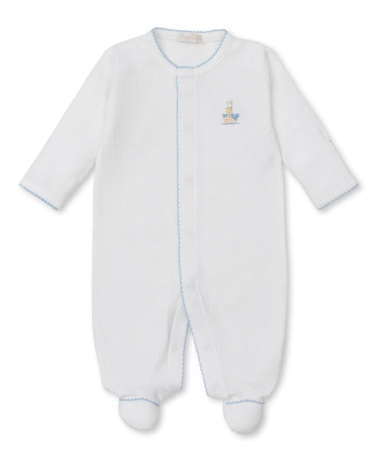 Premier Noah's Footie w/ Hand Embroidery White/Blue