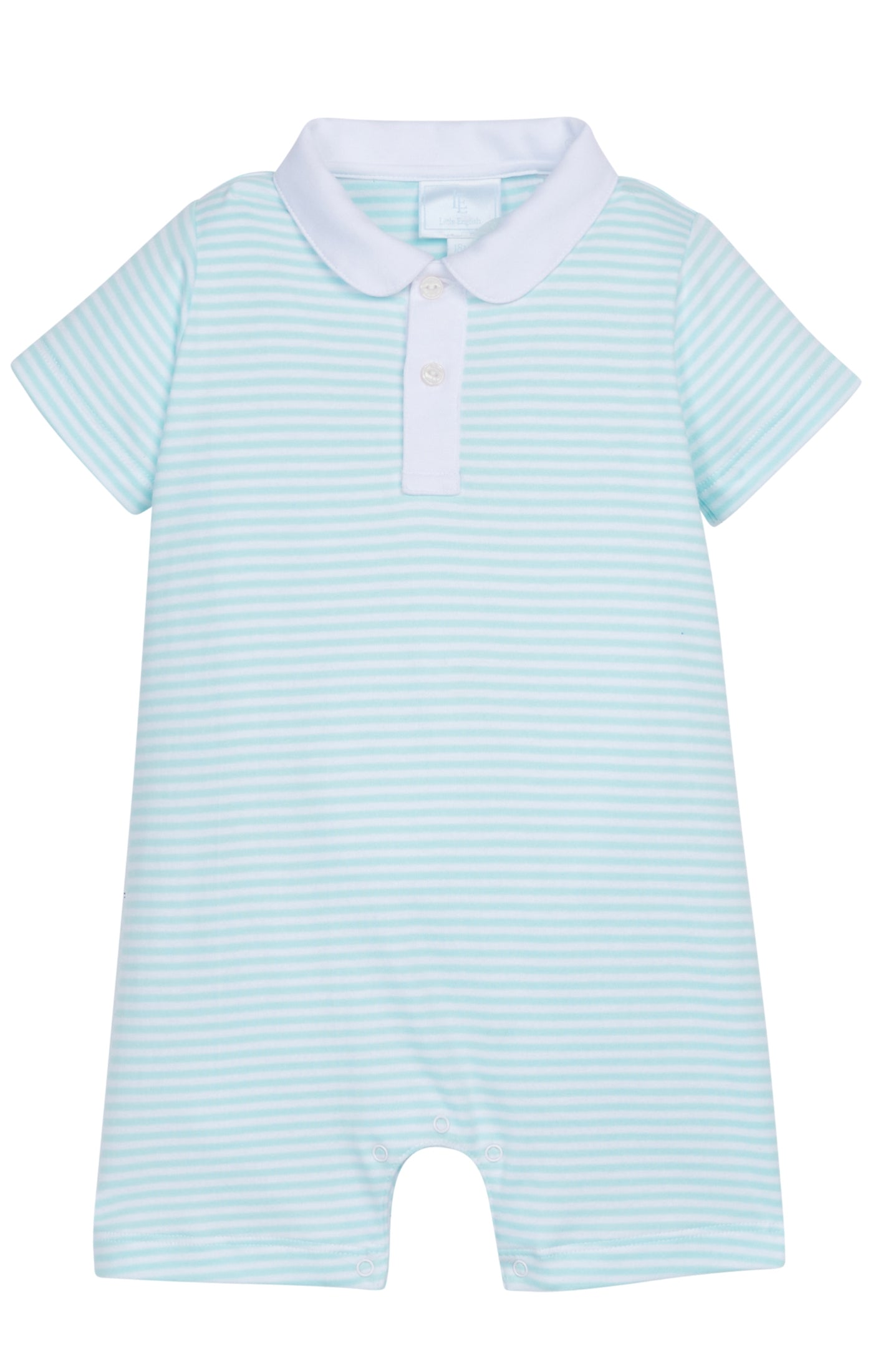 Peter Pan Polo Romper - Aqua Stripe