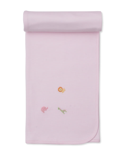 Wild Safari Hand Embroidered Blanket Pink
