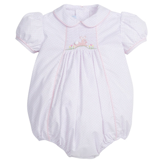 Chest Smocked Bubble- Pink Bunny