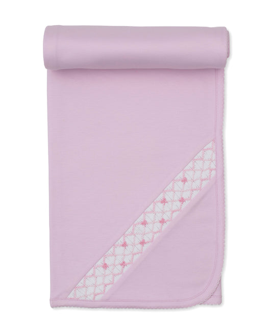 Hand Embroidered Smocked Bows Pink Blanket