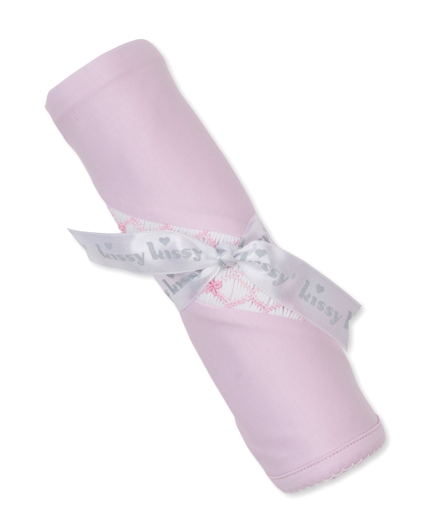 Hand Embroidered Smocked Bows Pink Blanket