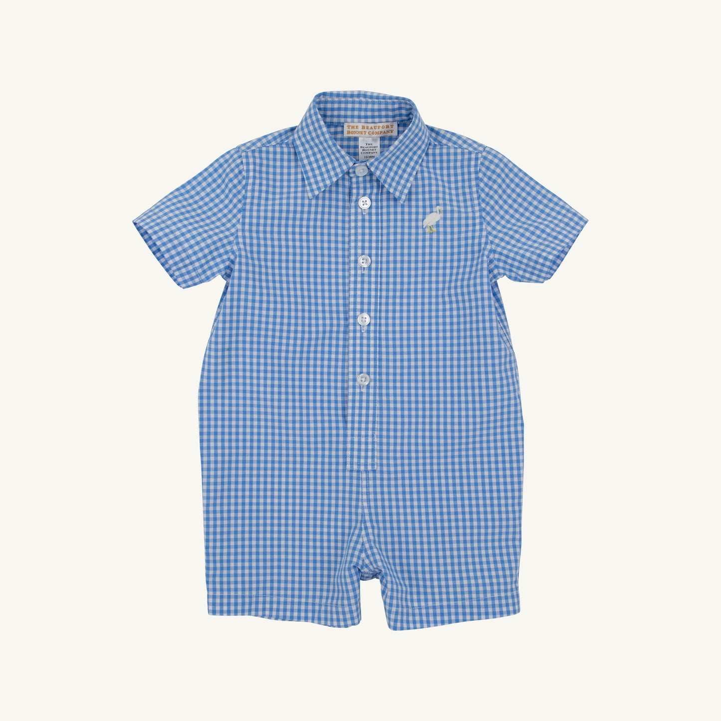 Sir Proper's Romper Woven Yarn Sunrise Blvd. Blue Mini Gingham