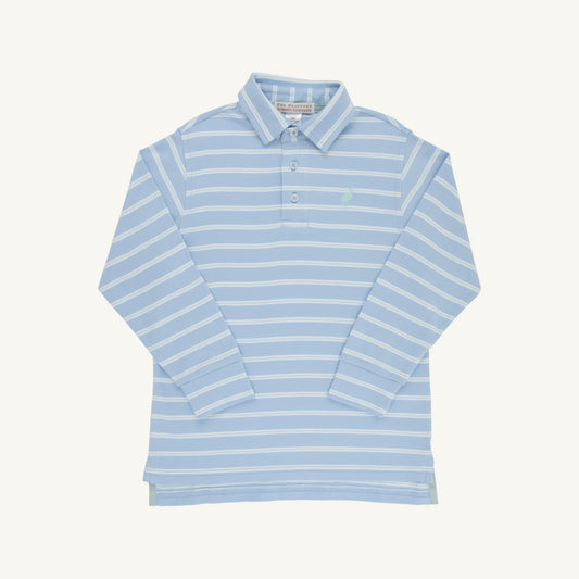 Sarasota Sky Worth Ave White and Old Greenwich Green Prim and Proper Polo LS-Pima