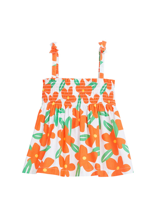 Lucy Top Tangerine Melrose Floral