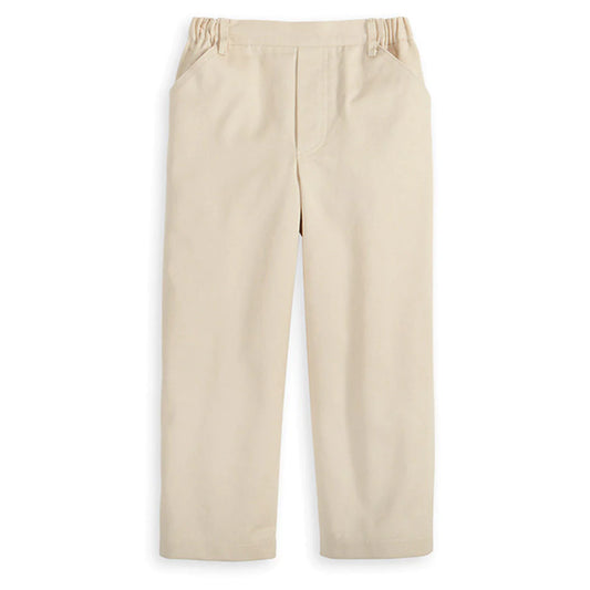 Twill Faux Zip Pant- Stone
