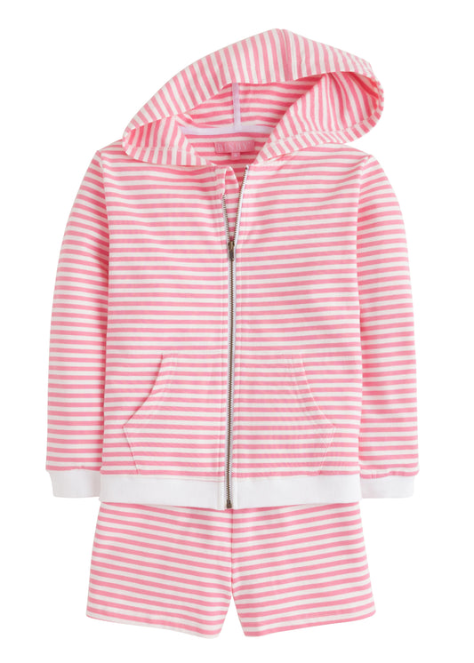 Pink Stripe Hoodie Short Set