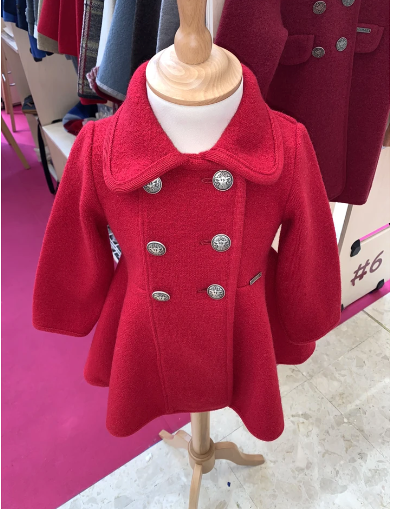 Red Circle Skirt Twirl Coat Red