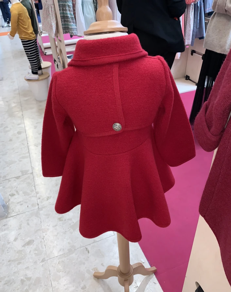 Red Circle Skirt Twirl Coat Red