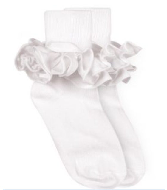 Misty Ruffle Cuff White Socks