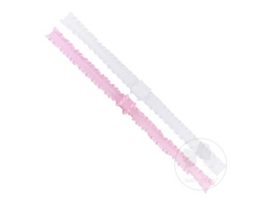 Add A Bow Stretch Ruffle Bands- Two Pack Pink and White
