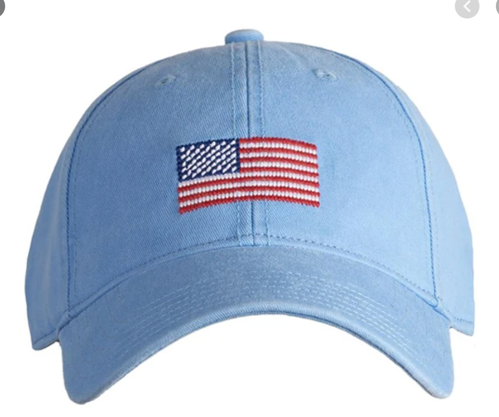 American Flag on Light Blue Baseball Hat