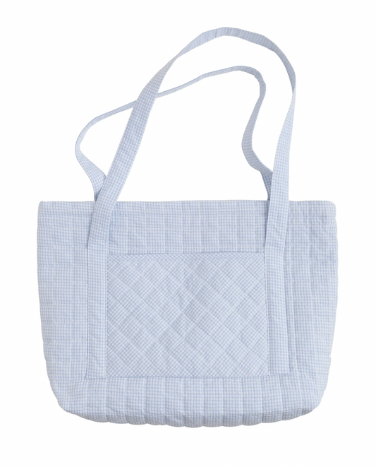 Quilted Luggage Tote Light Blue