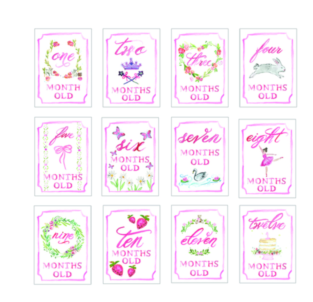 Month by Month Baby Cards Pink
