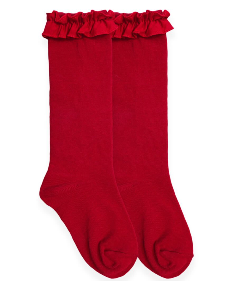 Red Ruffle Knee Socks
