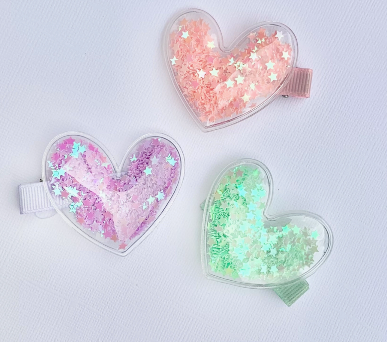 Glitter Heart Clip Set of 3