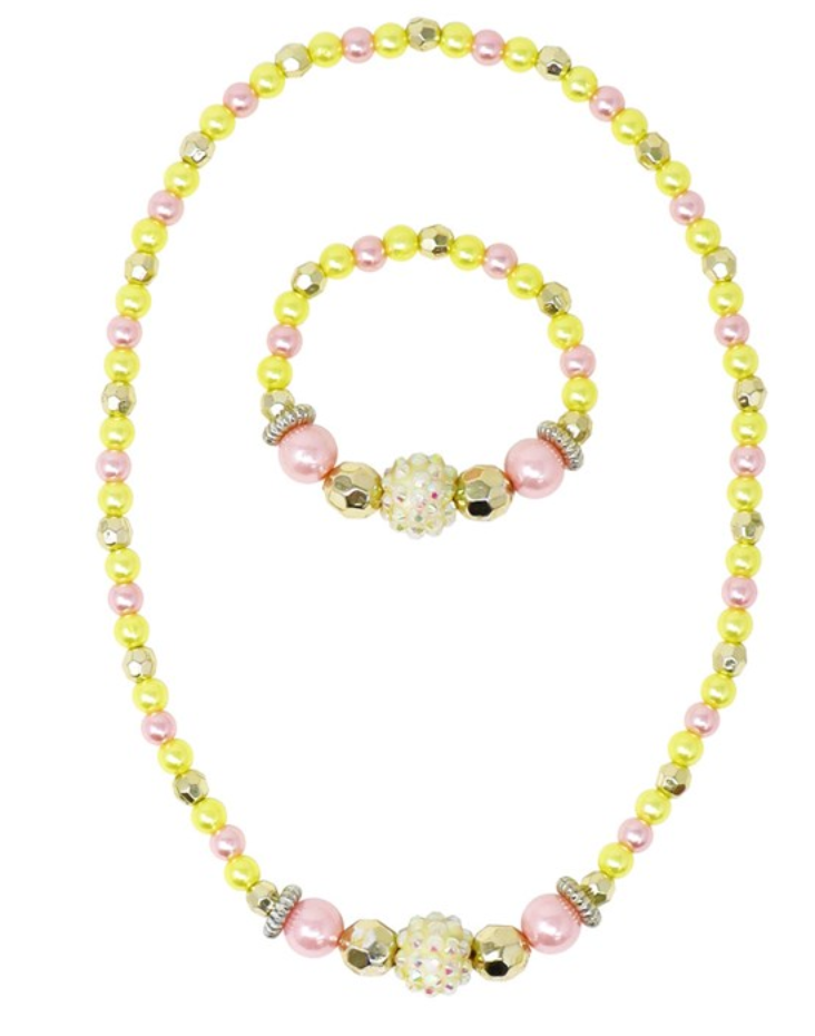 Lemon Delight Stretch Beaded Necklace &. Bracelet Set