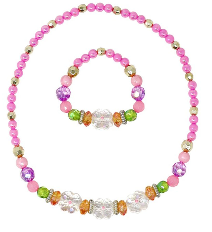 Pixie Fantasy Flower Stretch Beaded Necklace & Bracelet Set