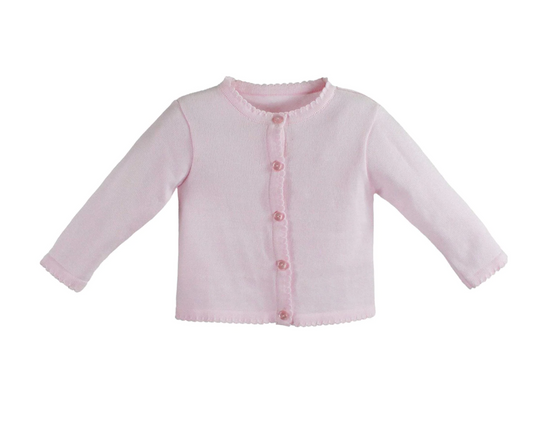 Scallop Edge Cardigan Sweater Pink