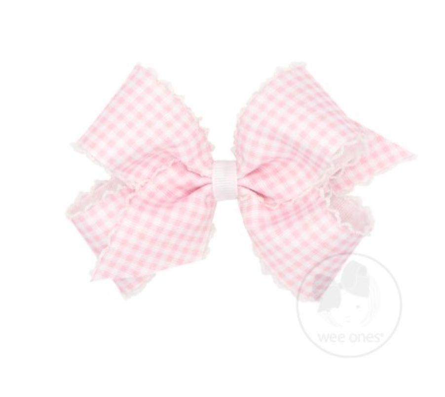 Medium Gingham Print With Moonstitch Trimmed Bow
