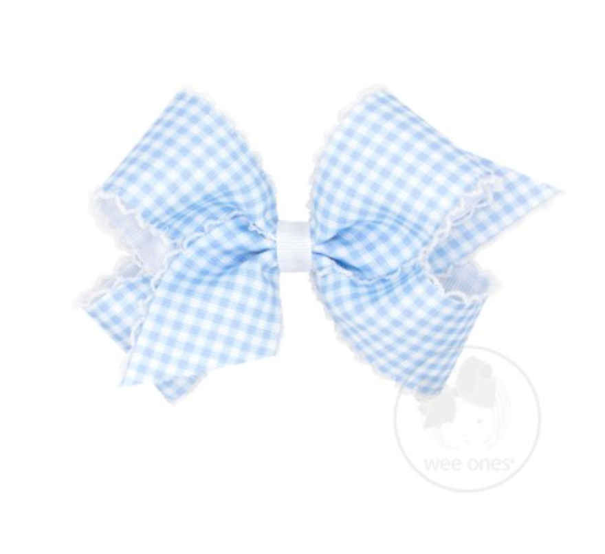 King Gingham Print With Moonstitch Trimmed Bow