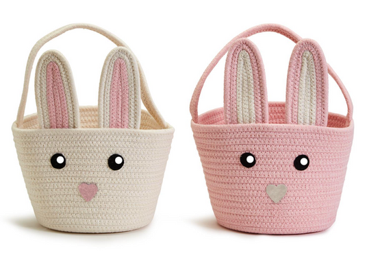 Bunny Basket Hand-Crafted - White