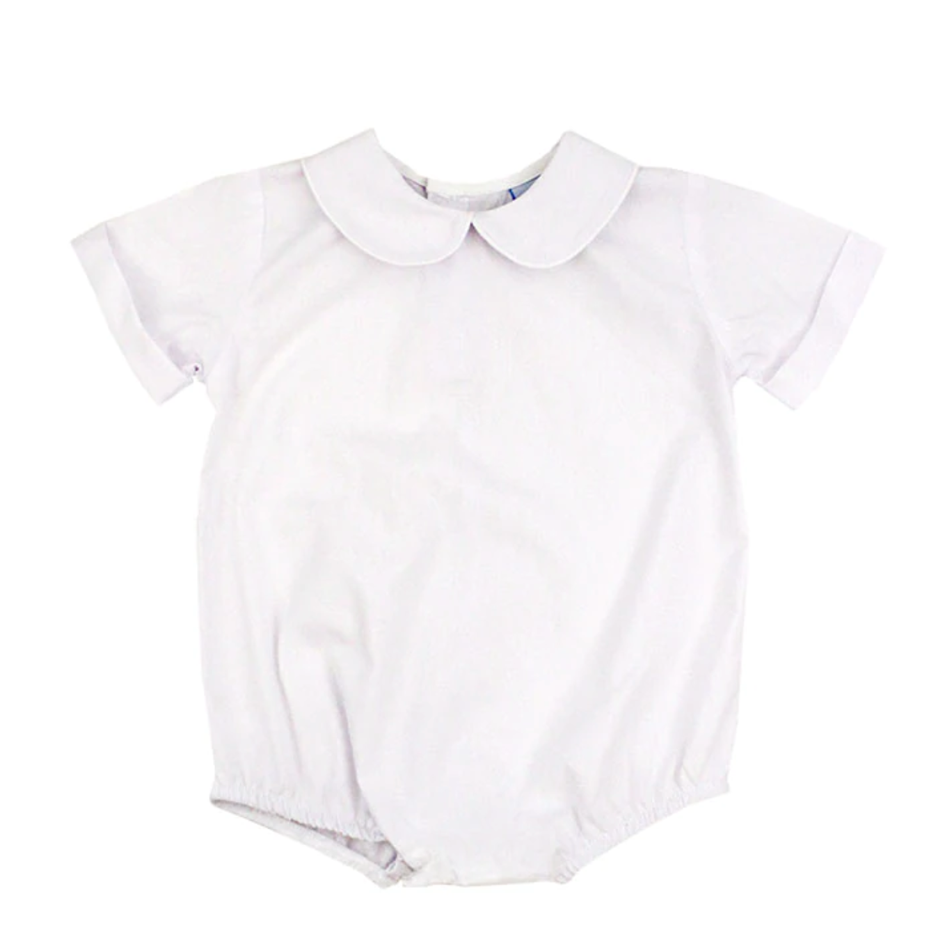 Boys White Button Back Piped Onesie