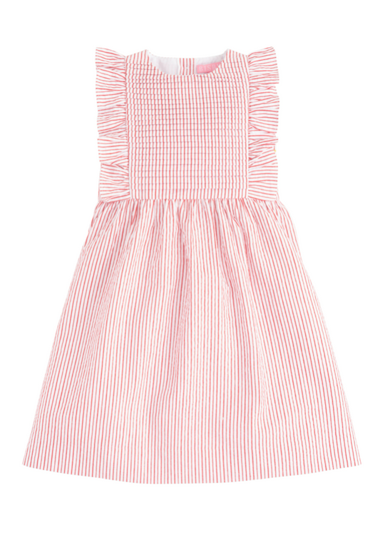 Saratoga Dress Red Sparkle Seersucker