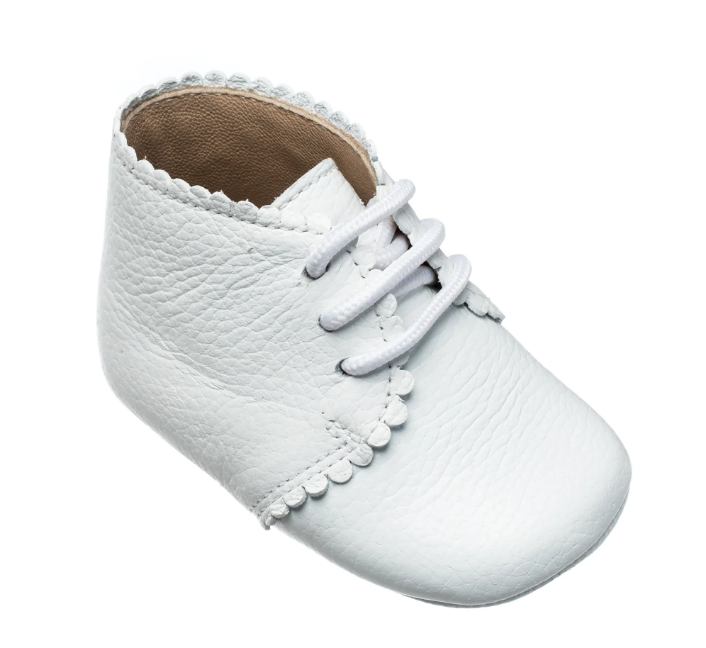 Baby Scalloped Bootie White Leather