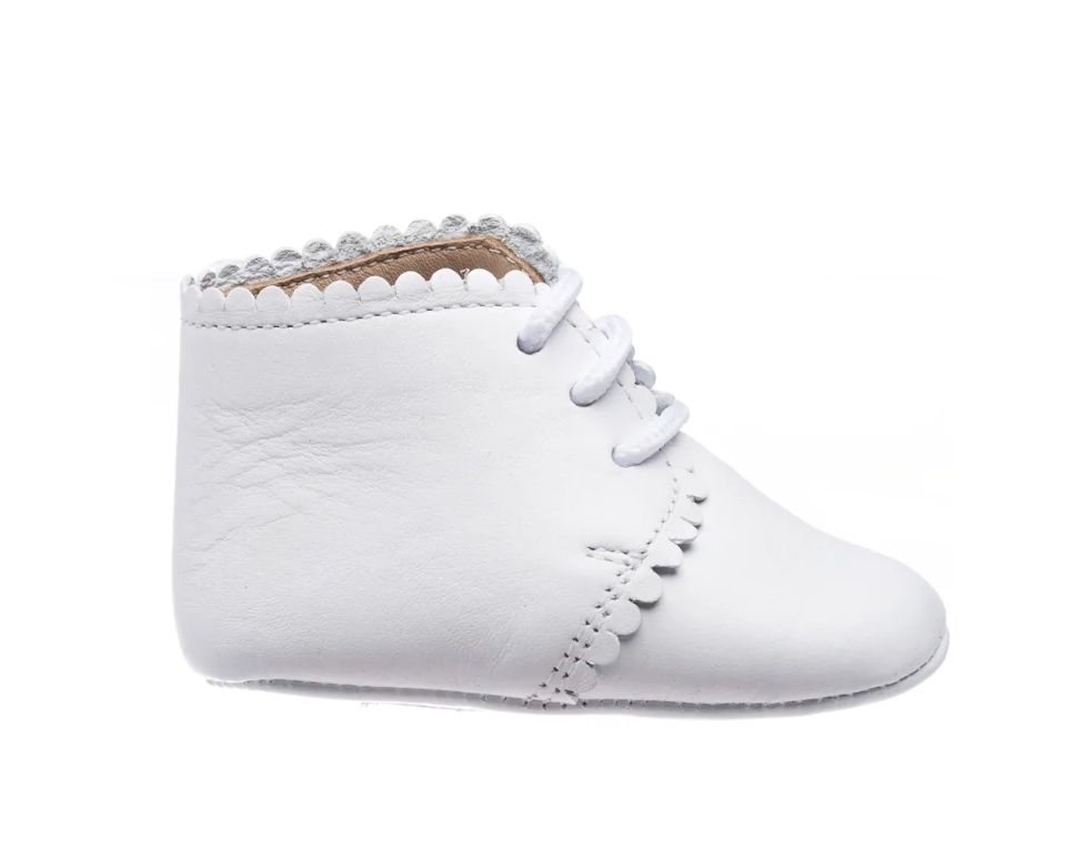 Baby Scalloped Bootie White Leather