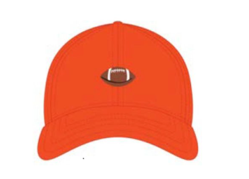 Football on Orange Baseball Hat