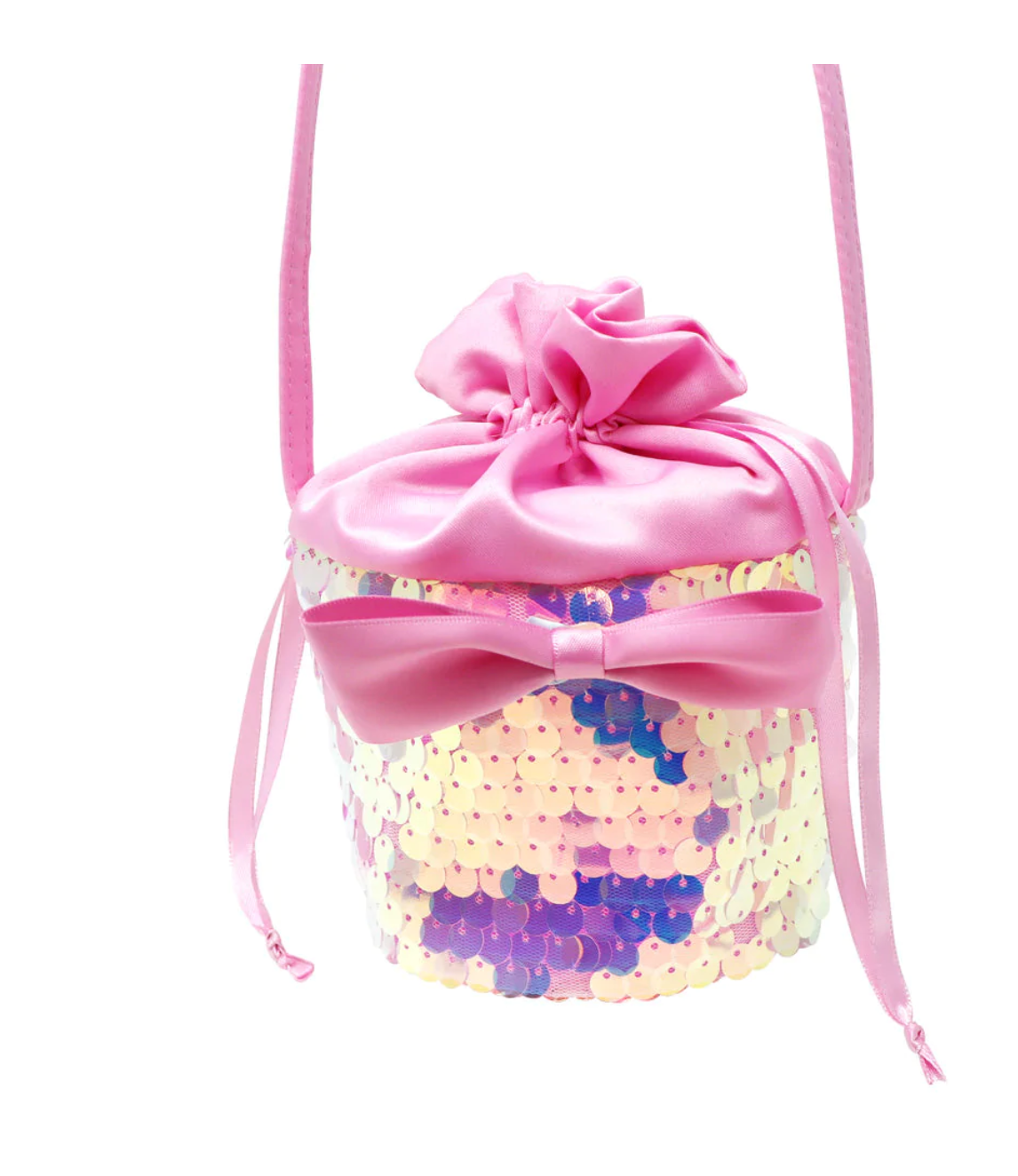 Ballet Sequined Drawstring Crossbody Bag