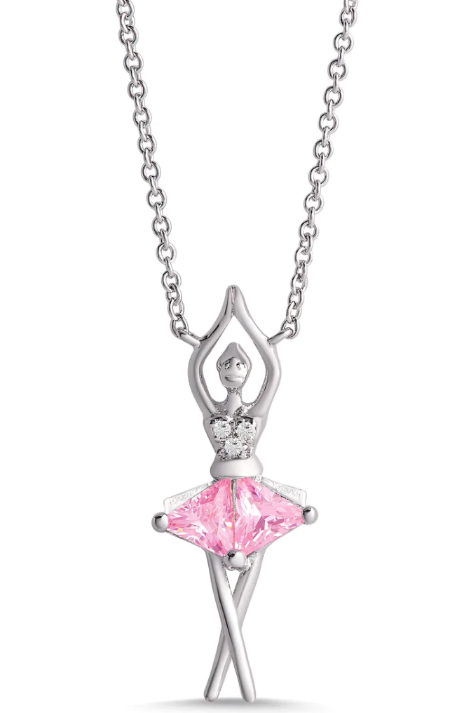 Pink & White CZ Ballerina Necklace