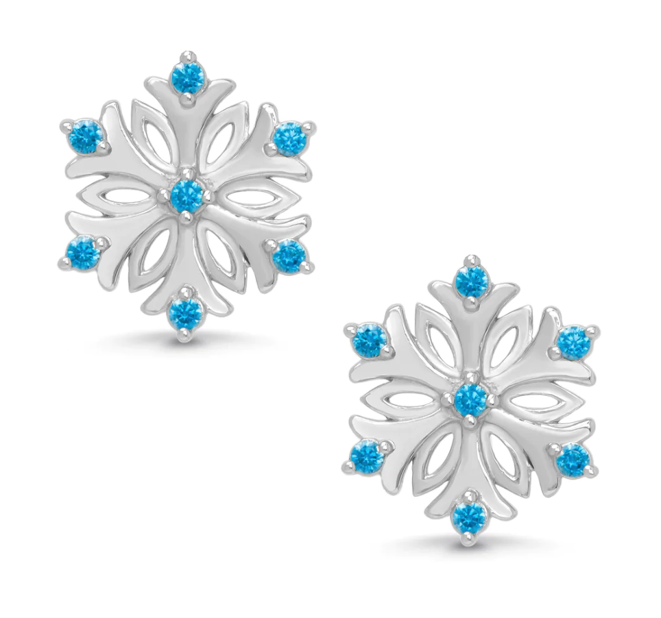 Blue CZ Snowflake Earrings