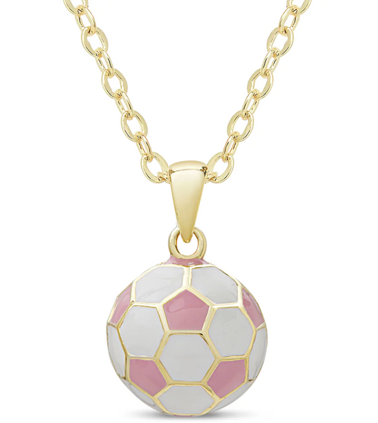 18k Gold Overlay Soccer Ball Pendant - Pink