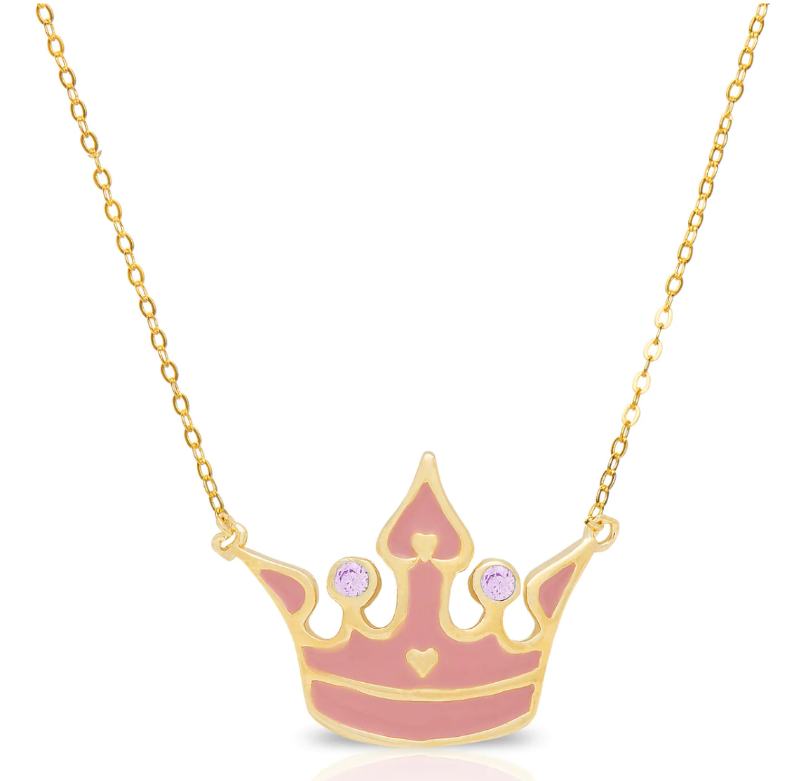 18k Gold Overlay Princess Crown Necklace