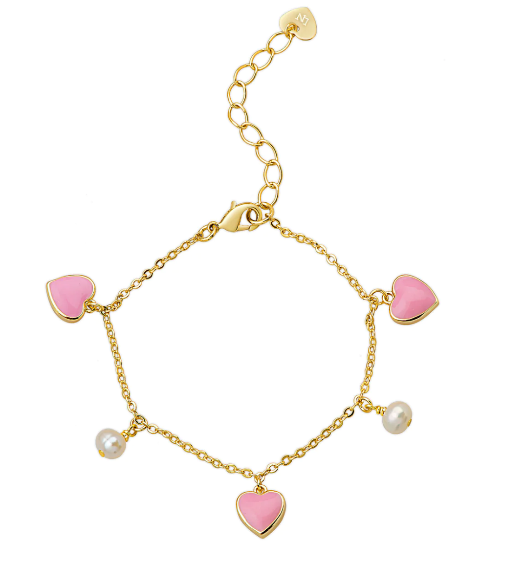 Hearts & Pearls Charm Bracelet