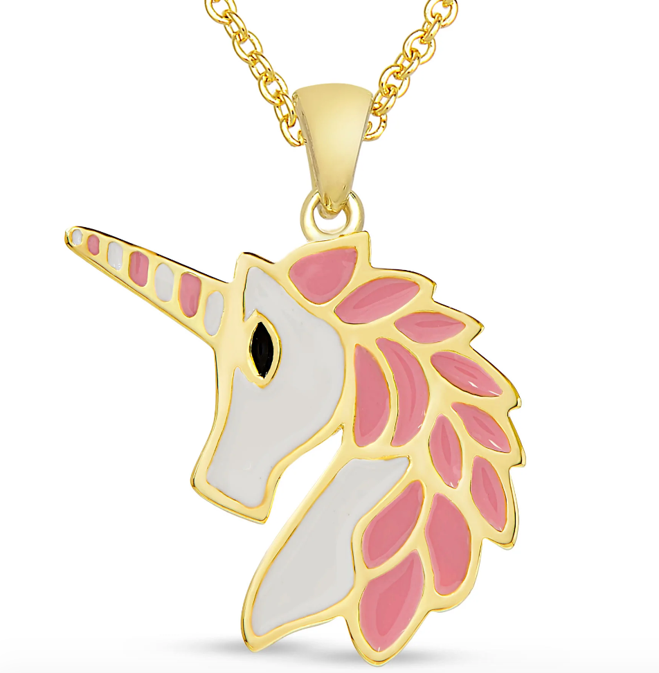 Unicorn Pendant Necklace - Pink/White