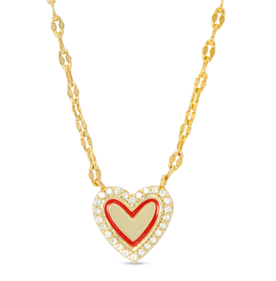 Red Heart & CZ Necklace