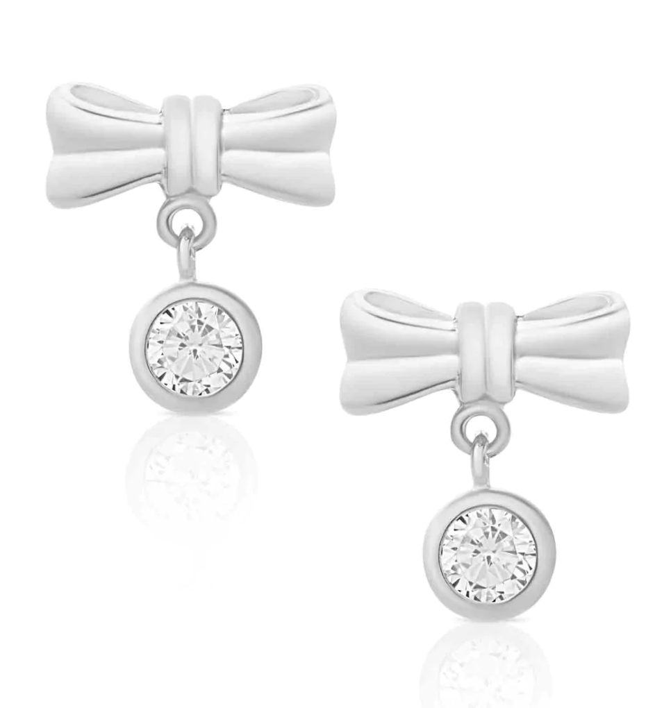 Bow CZ Dangle Earrings