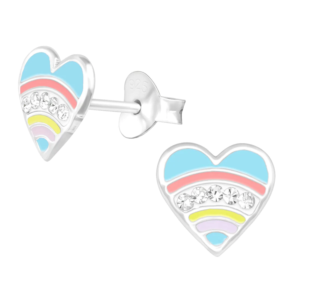 Heart with Crystal Stud Earrings