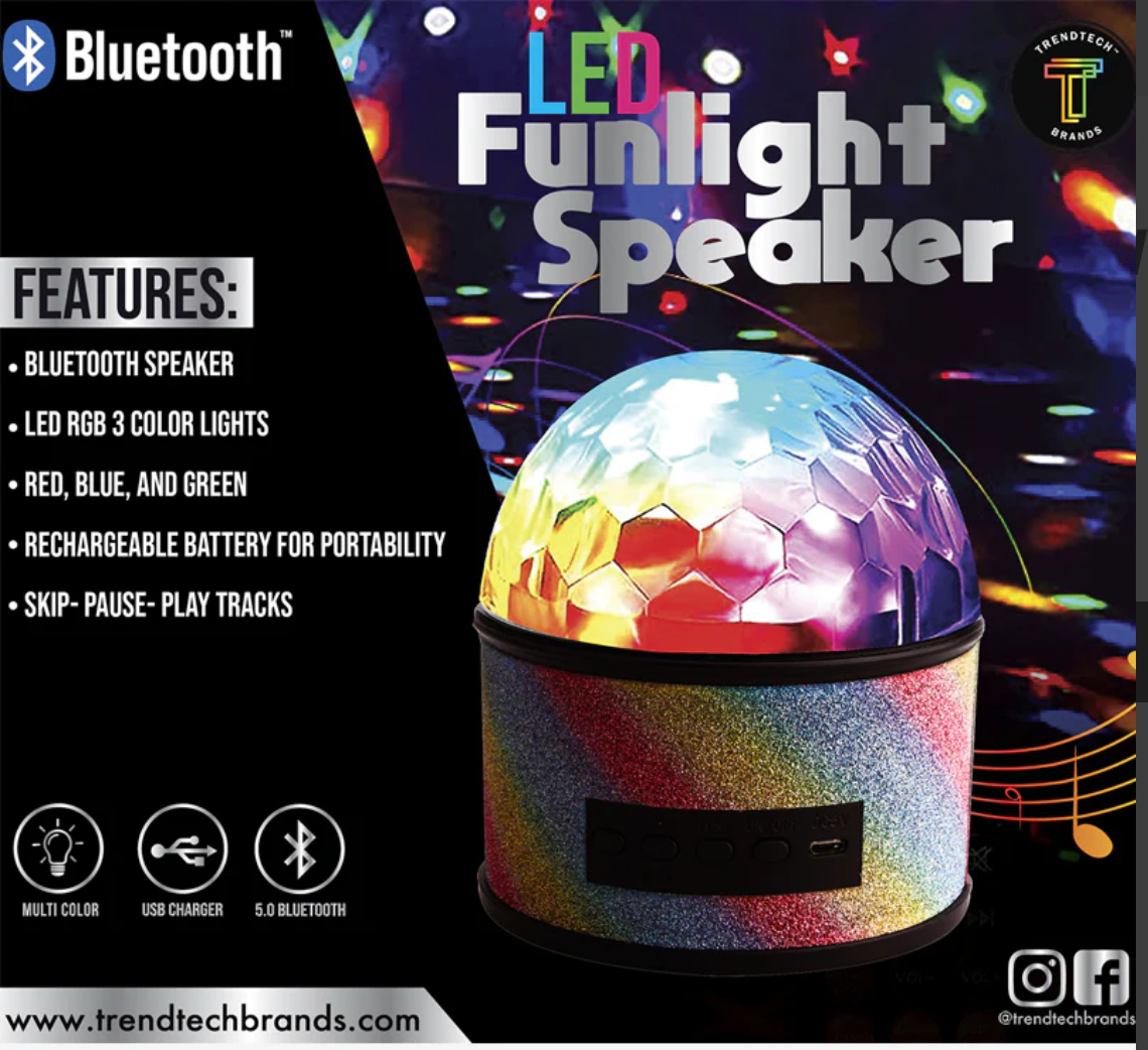 Funlight Bluetooth Stereo Speaker - Rainbow Glitter