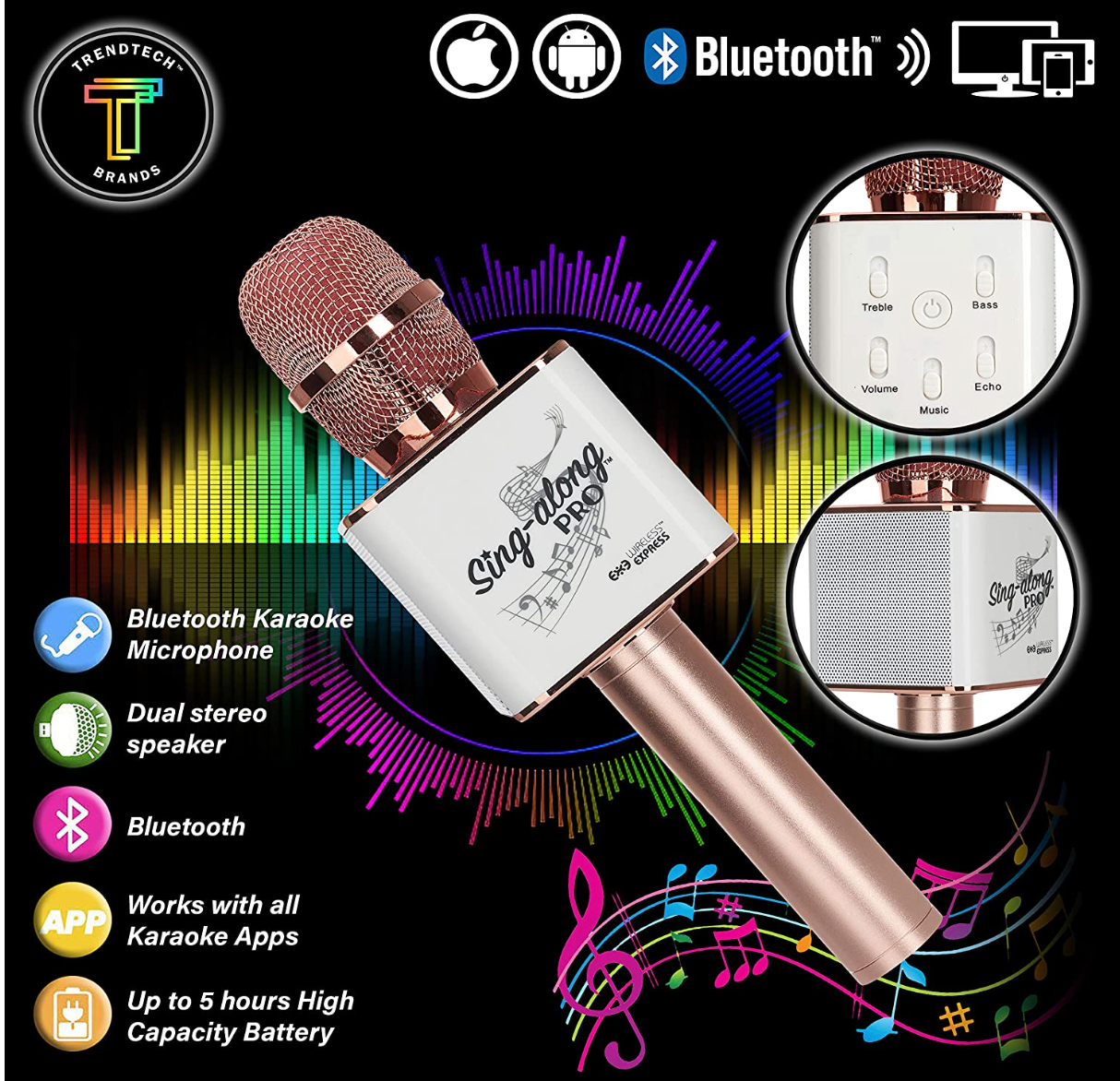 Sing Along Pro3 Karoke Mic - Rose Gold