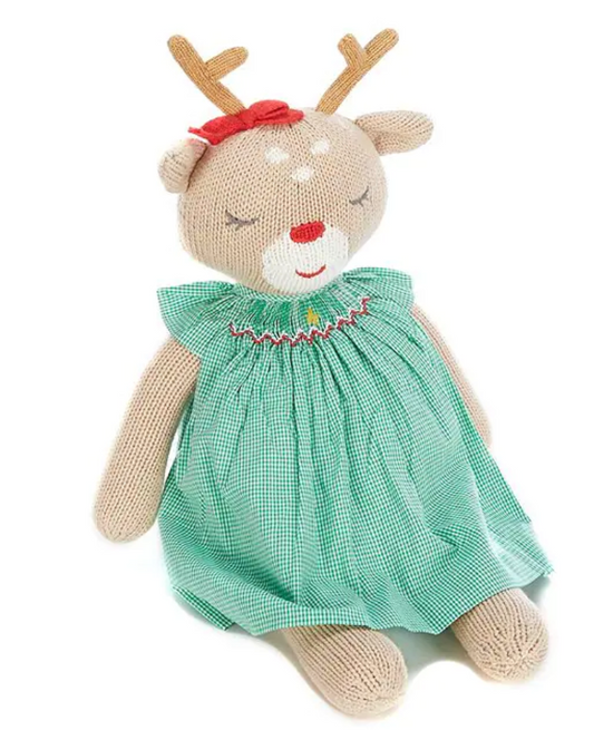 Reindeer In Green Gingham Dress